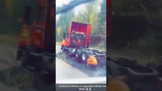 Transport Truck Rollover In Timmins Ontario shorts [upl. by Mert91]