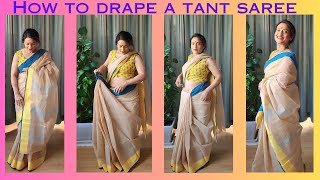 How to drape a TANT Saree  Mothers Day special saree draping  Easy method to drape a cotton saree [upl. by Eicyaj]