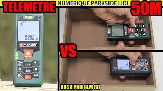 PARKSIDE TELEMETRE LASER LIDL PLEM 50 A1  BOSCH PRO GLM 80 [upl. by Anaig]