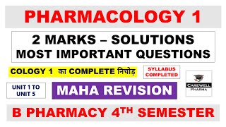 2 Marks Solutions  pharmacology 4th semester important questions  pharmacology 1 Carewell Pharma [upl. by Ahsinrac]