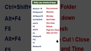 daily use shortcut key in computer computershortcutkeys tipsandtricks [upl. by Natek]