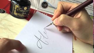 Calligraphy by Artsynibs with Manuscript dip pen natstatweek calliyourname [upl. by Adnilem142]