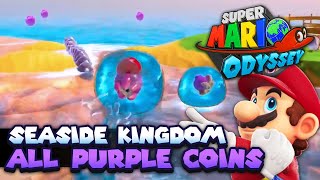 All 100 Purple Coins in Seaside Kingdom Guide  Super Mario Odyssey [upl. by Eelinnej]