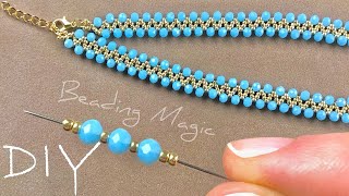 Easy Jewelry Making for Beginners Necklace with Beads Tutorial [upl. by Eellehs]