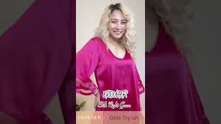 Pink Sleepshirt Try on Haul  Ekouaer Comfort Collection [upl. by Morganica781]