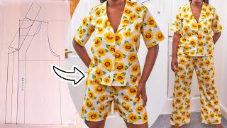 Easy DIY PAJAMA SHIRT and SHORTS PATTERNS TUTORIAL  Kim Dave [upl. by Aduh]