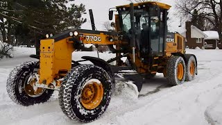 Snow Removal Grader Plowing Heavy Snow opening up road [upl. by Arlette]