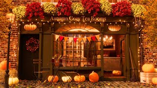 Autumn Cozy Tea Rooms Ambience  Fall Foliage Autumn Day Sounds Crunchy Leaves [upl. by Ahsuatan]