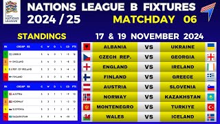 UEFA NATIONS LEAGUE FIXTURES  GROUP B • Matchday 6 • Nations League Table • Nations League 2425 [upl. by Eliathan]