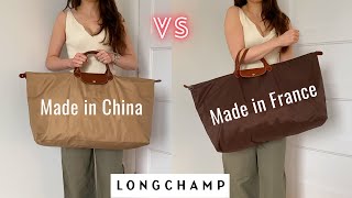 Longchamp LOriginal Le Pliage XL Travel Bag Made in France VS Made in China Whats the Difference [upl. by Adnylam341]