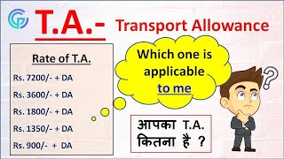 Transport Allowance of Government Employees TA What is TPTA Cities How to calculate TA Hindi [upl. by Hullda]