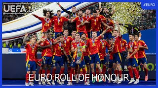 EURO Roll of Honour  Spain Italy Portugal [upl. by Pet]