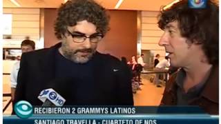 EL CUARTETO DE NOS llegando a Uruguay luego de ganar sus 2 Grammy Latino 2012 [upl. by Llenrap216]