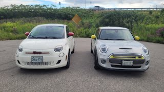 2024 Fiat 500e vs Mini Cooper SE Canadas lowest priced ev [upl. by Michal197]