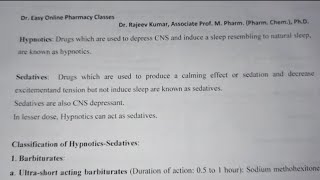 Sedatives and hypnotics Definition Introduction Classification D Pharm first year Pharm Chemistry [upl. by Llertnom]