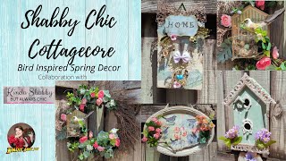 Shabby Chic Cottagecore Spring Decor  Wreath Birdhouse Nests and Wall Decor [upl. by Georg445]