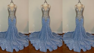 How to sew a sequin prom dress with bodice applique and circle skirt train DIY [upl. by Nanreit]