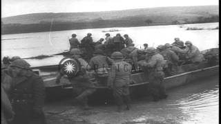 US troops and military vehicles cross the flooded Moselle River and advance in GeHD Stock Footage [upl. by Drona]