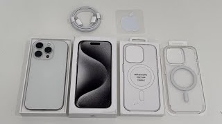 iPhone 15 Pro Unboxing White Titanium [upl. by Sherri]