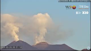 🌋 Etna  Twin Degassing This Morning  26824 [upl. by Arakaj]