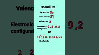 Scandium valency electronic configuration valence electrons shorts chemistry [upl. by Asirret]