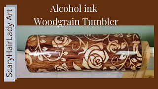 222 sold TwoTone Woodgrain Tumbler with Flower Design Tutorial [upl. by Yeslah480]