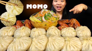 Eating Big Pork Chicken Mixed MOMO  Spicy Glazed Chicken Wings  Spicy Thukpa  Nepali Mukbang [upl. by Skelton]