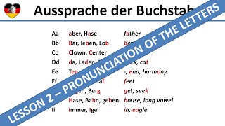 Pronunciation of the Letters  German Lesson 2  Complete A1B1 Course  Aussprache Buchstaben [upl. by Liddy199]