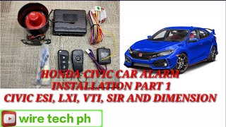 honda civic car alarm installation sa ESI LXI VTI SIR part 1 [upl. by Jowett]