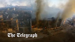 Ukraine Drone footage shows destruction to Mariupol as Russian forces continue bombardment [upl. by Neira272]