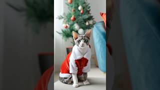 🎅🏼 CAT SANTA CLAUS COSTUME catdress santaclaus pet [upl. by Novelia]