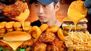 ASMR MUKBANG  Fast Food Big Mac Chicken Nuggets Onion Rings Chicken Sandwich Wings Fries [upl. by Meridel]