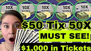 50X ON A 50 TICKET CLAIMER PLAYING 1000 IN HIGH DOLLAR SCRATCH OFF TICKETS EVERY 20 TICKET [upl. by Hake756]