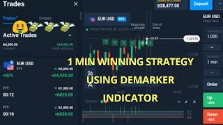 1 Min olymp trade winning strategy using DeMarker Indicator  Binary Options Strategy [upl. by Irvine499]