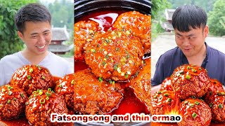 Even the spicy beef rolls couldnt make Ermao feel spicy🔥  songsong and ermao  mukbang [upl. by Aicile]