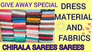 give away special live dress materials and fabrics in chirala sarees sarees [upl. by Karlise382]