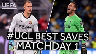 TER STEGEN ADRIÁN UCL BEST SAVES Matchday 1 [upl. by Ydissac]