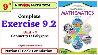 Class 9 Math Exercise 92 I Unit 9  National Book Foundation Math 9 Ex 92 NBF FBISE [upl. by Cyn]