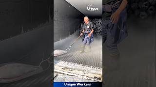 The process of unloading frozen marine fish  The workers do their job perfectly  machine shorts [upl. by Trauts]