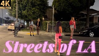 The Streets of LA at Night  Figueroa Street  Los Angeles California 4K [upl. by Linehan201]