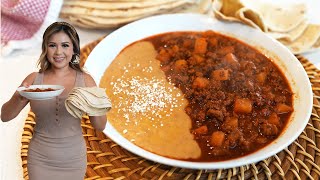 My GoTo Meal under 30 Minutes PICADILLO CON CHILE COLORADO and FLOUR TORTILLAS [upl. by Yenot]