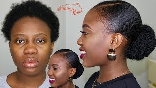 SHE DID IT AGAIN Sleek Faux Bun on Short 4C Natural Hair Tutorial [upl. by Odraccir]