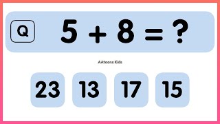 Math Quiz for Kids  One Digit Addition Quiz  Mental Math Quiz for Kids  Quiz Time [upl. by Ysnil232]