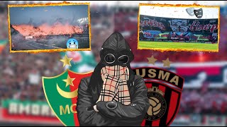 جنون داربي الجزائر 🇩🇿😨 شرح تيفوات  سبب منع تيفوات المنعرج الجنوبي    USMA vs MCA 2024 [upl. by Camus830]