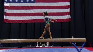 Simone Biles Debuts New Double Double Beam Dismount  Champions Series Presented By Xfinity [upl. by Zevahc971]