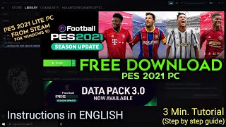 How to Install eFootball PES 2021 in PC for free  Full English Tutorial  Windows 10 Football Game [upl. by Aihtnamas664]