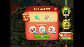 Gardenscapes Level 3193 With No Boosters  Hard Level  Investigation In The Park [upl. by Idnib]