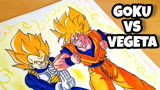 DIBUJO DE GOKU VS VEGETA  DRAGONBALL Z DRAWING [upl. by Moreta]