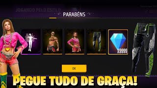 CORRE PEGUE A NOVA CALÇA ANGELICAL VERDE 10 MIL DIAMANTES SKINS E EMOTES DE GRAÇA FREE FIRE [upl. by Pastelki]