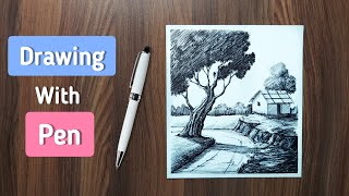 Drawing with Pen  tutorial shorts [upl. by Olwena]